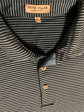Peter Millar Performance Blue Striped Polo Shirt